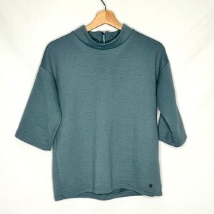 2/$20 Numph Blue Mockneck Half Zip Blouse